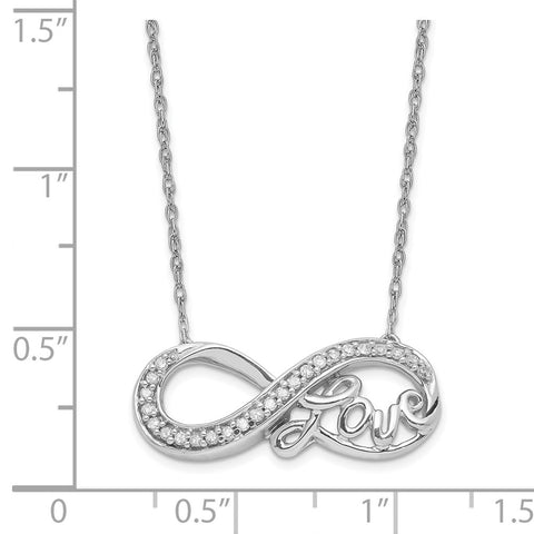 Sterling Silver Rhodium Diam. Infinity Symbol LOVE Necklace-WBC-QG4072-18