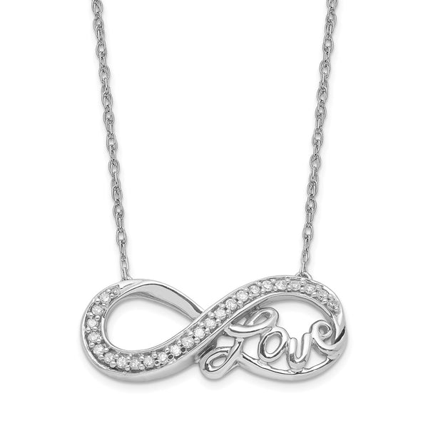 Sterling Silver Rhodium Diam. Infinity Symbol LOVE Necklace-WBC-QG4072-18