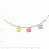 Sterling Silver Polished Enamel Butterfly Childs Necklace-WBC-QG4079-14