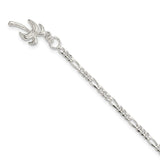 Sterling Silver 10inch Solid Polished Palm Tree Anklet-WBC-QG412-10