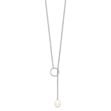 Sterling Silver Rhodium-plated 7-8mm White FWC Pearl Toggle Necklace-WBC-QG4145-19.5