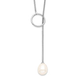 Sterling Silver Rhodium-plated 7-8mm White FWC Pearl Toggle Necklace-WBC-QG4145-19.5