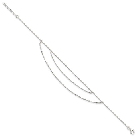 Sterling Silver Polished Multi-Strand 9in Plus 1 in Ext Anklet-WBC-QG4195-9