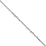 Sterling Silver Polished Beaded 2-strand 9 inch Plus 1 inch ext. Anklet-WBC-QG4196-9