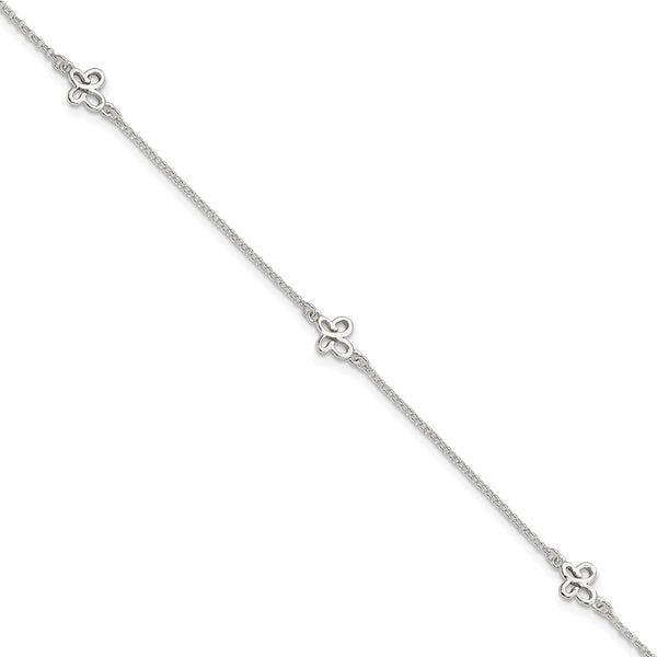 Sterling Silver Polished Butterfly 9in Plus 1in Ext Anklet-WBC-QG4201-9