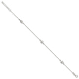Sterling Silver Turtle 9 inch Plus 1 inch Ext. Anklet-WBC-QG4206-9