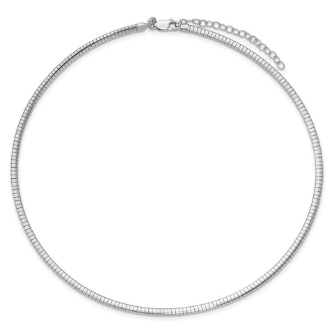 Sterling Silver Rhodium-plated 3.25mm w/2in. Ext Cubetto Chain-WBC-QG4223R-16