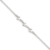 Sterling Silver 3 Dolphins Anklet-WBC-QG423-9
