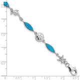 Sterling Silver Rhodium-plated Lab Created Opal Sea Life Bracelet-WBC-QG4237-7