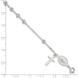 Sterling Silver Polished D/C 7.5 inch Rosary Bracelet-WBC-QG4253-7.5