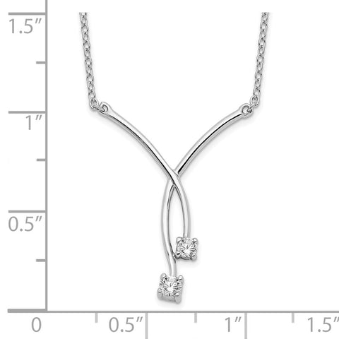 Sterling Silver Rhodium-plated CZ Necklace-WBC-QG4296-18