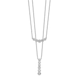 Sterling Silver Rhodium-plated Double Strand CZ Necklace-WBC-QG4305-16