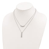 Sterling Silver Rhodium-plated Double Strand CZ Necklace-WBC-QG4305-16