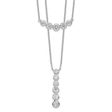 Sterling Silver Rhodium-plated Double Strand CZ Necklace-WBC-QG4305-16