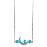 Sterling Silver Rhod-plated Created Opal Moon and Star Necklace-WBC-QG4328-19