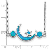 Sterling Silver Rhod-plated Created Opal Moon and Star Necklace-WBC-QG4328-19