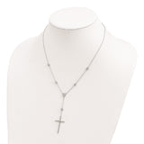 Sterling Silver Rhodium-plated CZ Cross Drop Necklace-WBC-QG4402-18