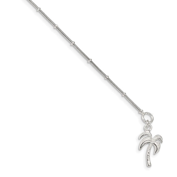 Sterling Silver Palm Tree Anklet-WBC-QG447-9
