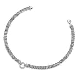 Sterling Silver Rhodium-plated Polished CZ Mesh 17.75in Necklace-WBC-QG4505-17.75
