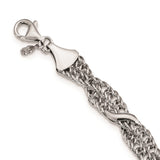Sterling Silver Rhodium-Plated Double Twisted Cable 2in ext. Necklace-WBC-QG4516-17