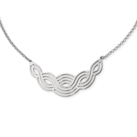 Sterling Silver Rhodium-plated Polished 17inch Fancy Necklace-WBC-QG4524-17