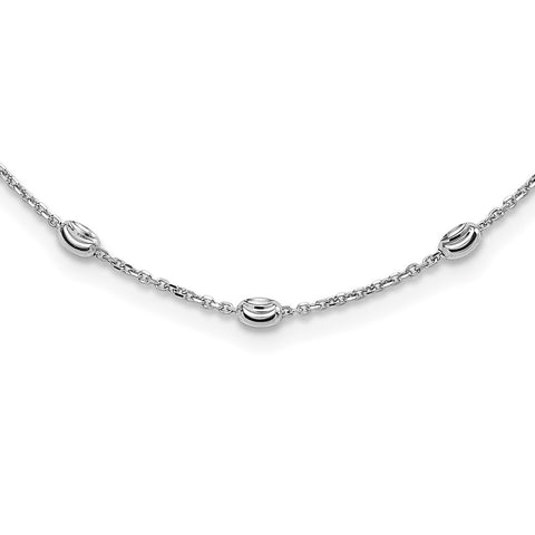 Sterling Silver Diamond-cut Beaded Necklace-WBC-QG4549-18