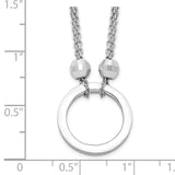 Sterling Silver Rhodium-plated Circle w/Diamond-cut Beads Necklace-WBC-QG4553-18