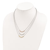 Sterling Silver RH-plated D/C Gold and Rose-tone 3 Strand Necklace-WBC-QG4554-18