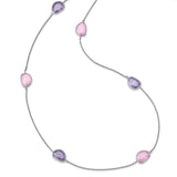 Sterling Silver Rhodium-plated Purple/Pink Ice CZ 9-Station Necklace-WBC-QG4630-36