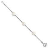 Sterling Silver RH-plated Childs 5-5.5mm FWC Pearl 3-Station Bracelet-WBC-QG4656-4