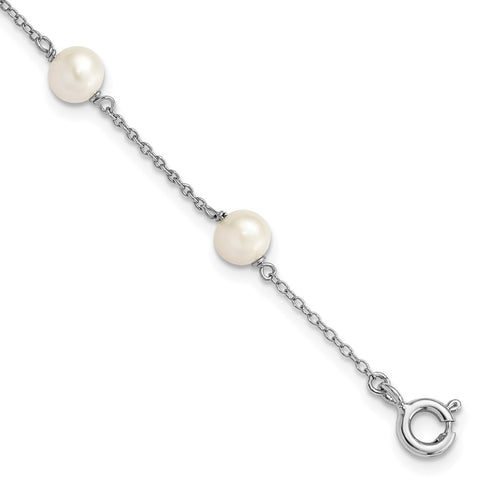 Sterling Silver RH-plated Childs 5-5.5mm FWC Pearl 3-Station Bracelet-WBC-QG4656-4
