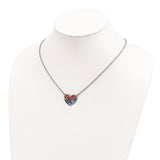 Sterling Silver Rhod-plated Enameled Autism Heart Necklace-WBC-QG4677-18