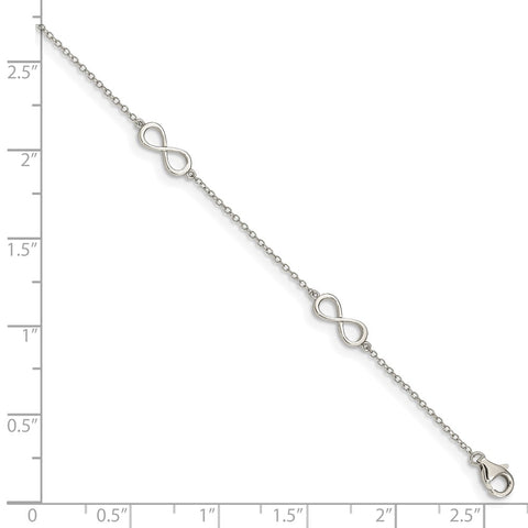 Sterling Silver Rhodium-plated Infinity 9in Plus 2in ext Anklet-WBC-QG4721-9