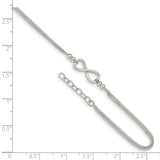 Sterling Silver 2-Strand Beaded Infinity Symbol 9in Plus 1in ext. Anklet-WBC-QG4722-9
