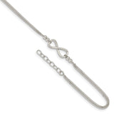 Sterling Silver 2-Strand Beaded Infinity Symbol 9in Plus 1in ext. Anklet-WBC-QG4722-9