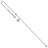 Sterling Silver Rhodium-plated CZ and Sand Dollar 9in Plus 1in Ext. Anklet-WBC-QG4747-9