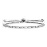 Sterling Silver Rhod-plated April CZ Adjustable Bracelet-WBC-QG4757APR