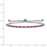 Sterling Silver Rhod-plated July Red CZ Adjustable Bracelet-WBC-QG4757JUL