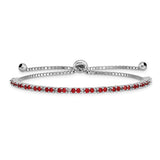 Sterling Silver Rhod-plated July Red CZ Adjustable Bracelet-WBC-QG4757JUL