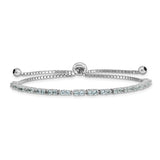 Sterling Silver Rhod-plated March Light Blue CZ Adjustable Bracelet-WBC-QG4757MAR