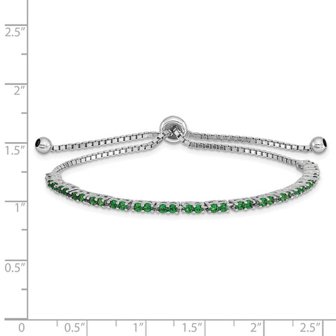 Sterling Silver Rhod-plated May Green CZ Adjustable Bracelet-WBC-QG4757MAY