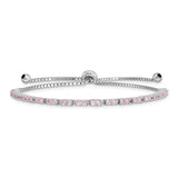 Sterling Silver Rhod-plated October Pink CZ Adjustable Bracelet-WBC-QG4757OCT