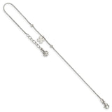 Sterling Silver Clover Dangle 9in Plus 1in Ext Anklet-WBC-QG4792-9