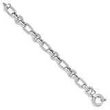 Sterling Silver Rhodium Plated Polished Link Bracelet-WBC-QG4816-7.75