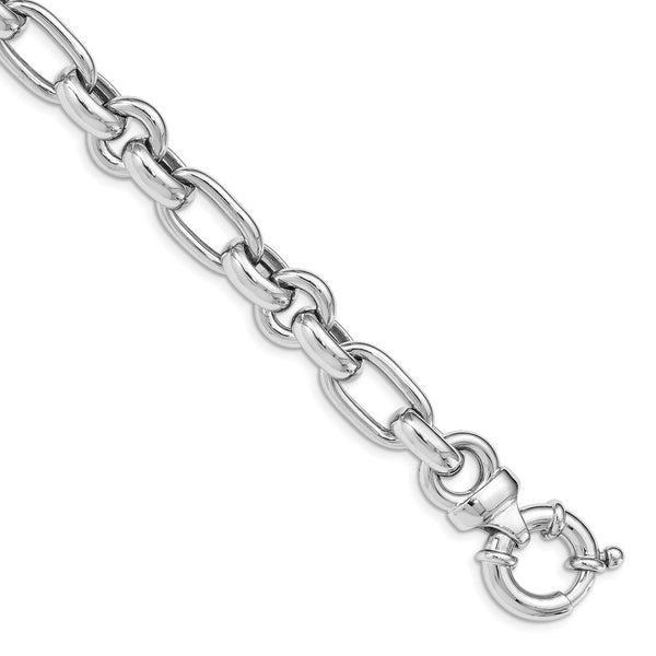 Sterling Silver Rhodium Plated Polished Link Bracelet-WBC-QG4816-7.75