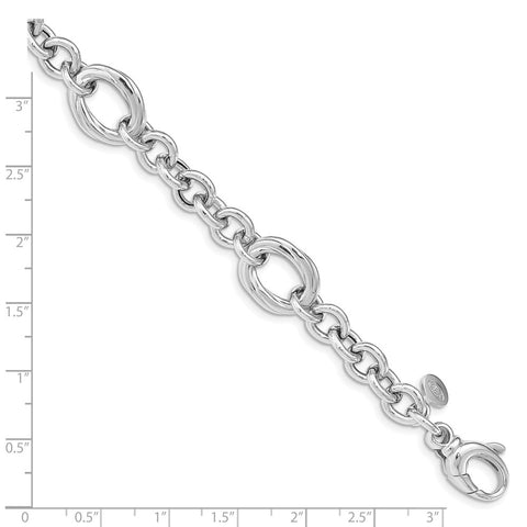 Sterling Silver Rhodium Plated Polished Link Bracelet-WBC-QG4844-7.25