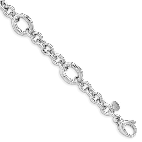 Sterling Silver Rhodium Plated Polished Link Bracelet-WBC-QG4844-7.25