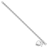 Sterling Silver Rhodium-plated Puffed Heart Locket Bracelet-WBC-QG4855-7.25