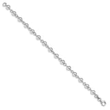 Sterling Silver Rhodium-plated 6mm Polished Beads Bracelet-WBC-QG4860-7.5