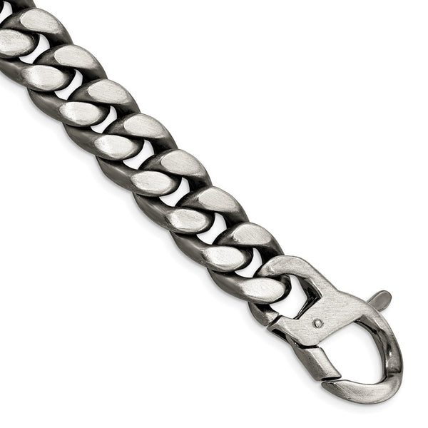 Sterling Silver Ruthenium/Antiqued Brushed Curb Link Bracelet-WBC-QG4870-8.5